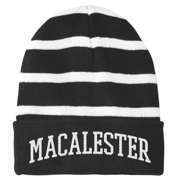 Macalester Arch Vintage College University Alumni Style Striped Beanie with Solid Band