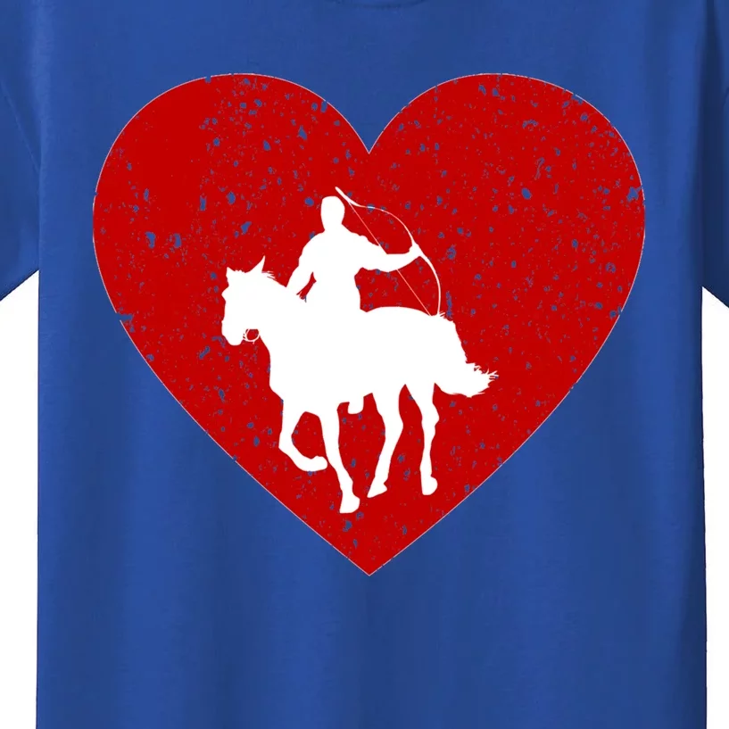 Mounted Archery Valentine Day Gift For Horse Lover Heart Funny Gift Kids T-Shirt