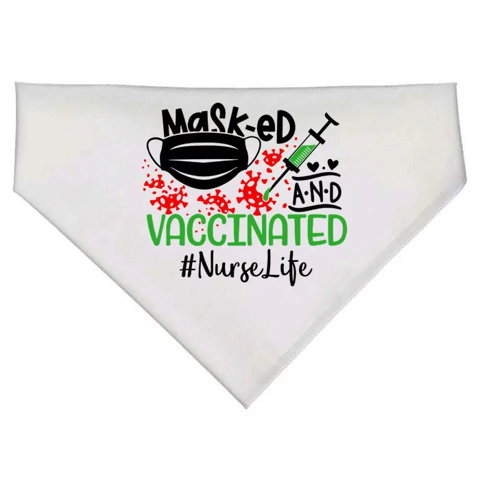 Masked And Vaccinated Nurse Life Gift USA-Made Doggie Bandana