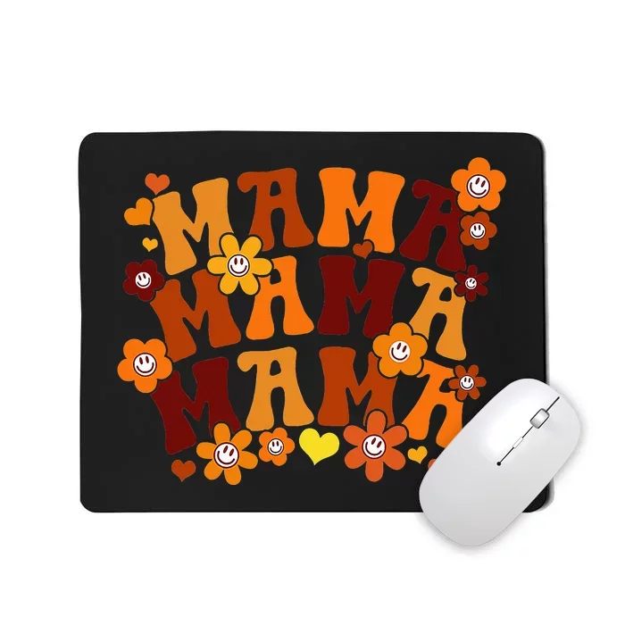 Mama Autumn Vintage Retro Groovy Hippie Flowers Mother's Day Mousepad