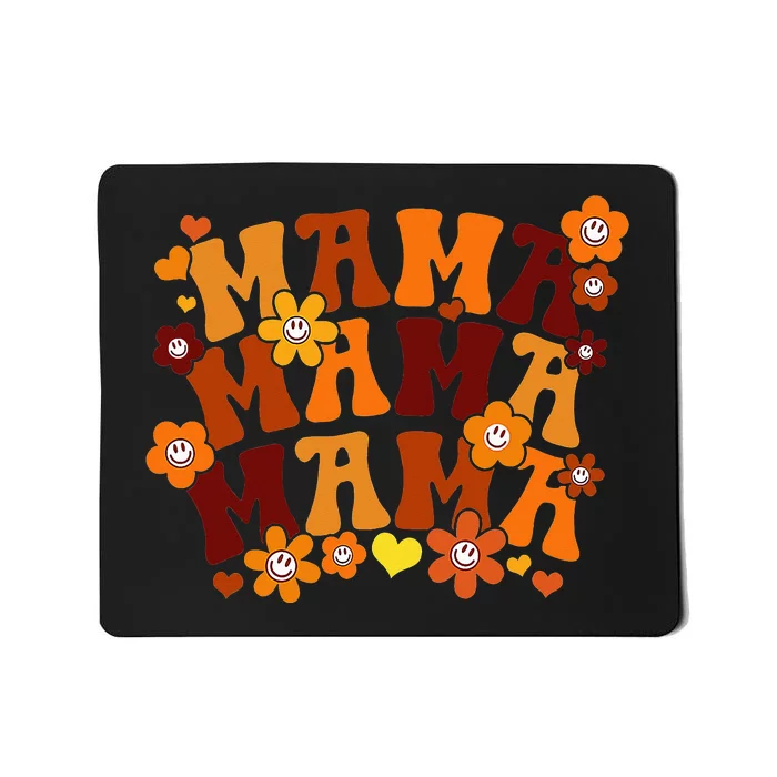 Mama Autumn Vintage Retro Groovy Hippie Flowers Mother's Day Mousepad