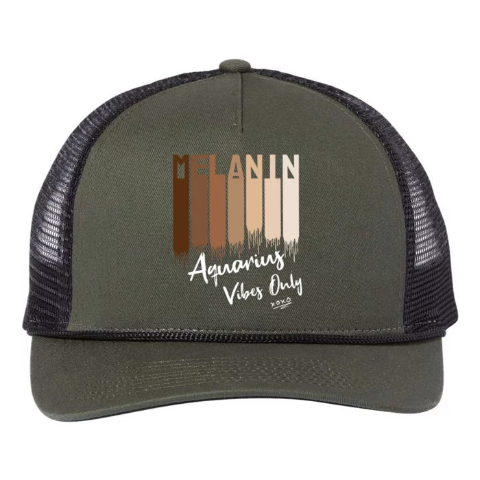 Melanin Aquarius Vibes Only Zodiac Sign For Black Gift Retro Rope Trucker Hat Cap