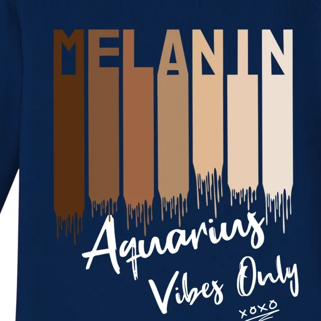 Melanin Aquarius Vibes Only Zodiac Sign For Black Gift Baby Long Sleeve Bodysuit