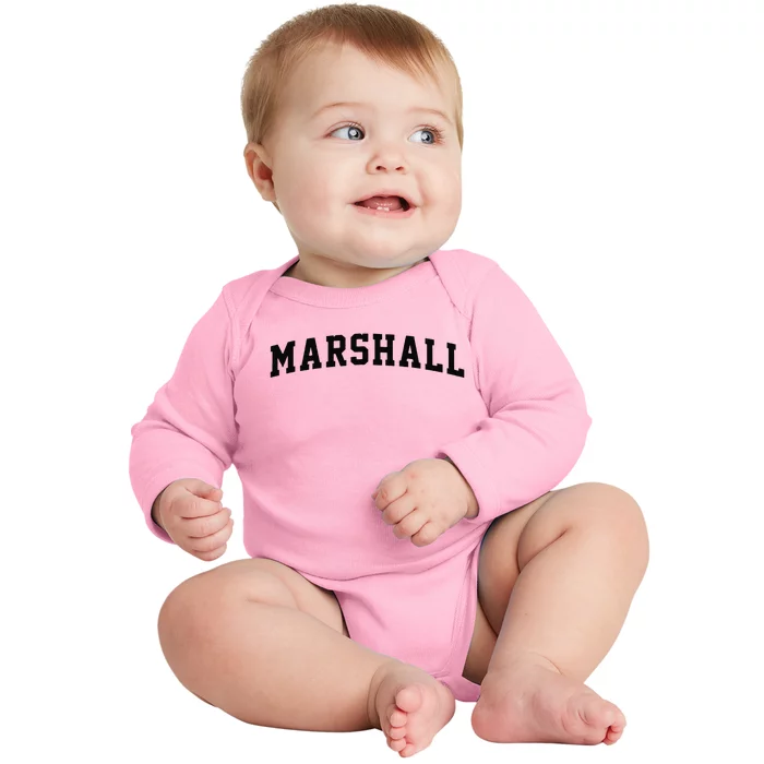 Marshall Arch Vintage College Athletic Sport Baby Long Sleeve Bodysuit