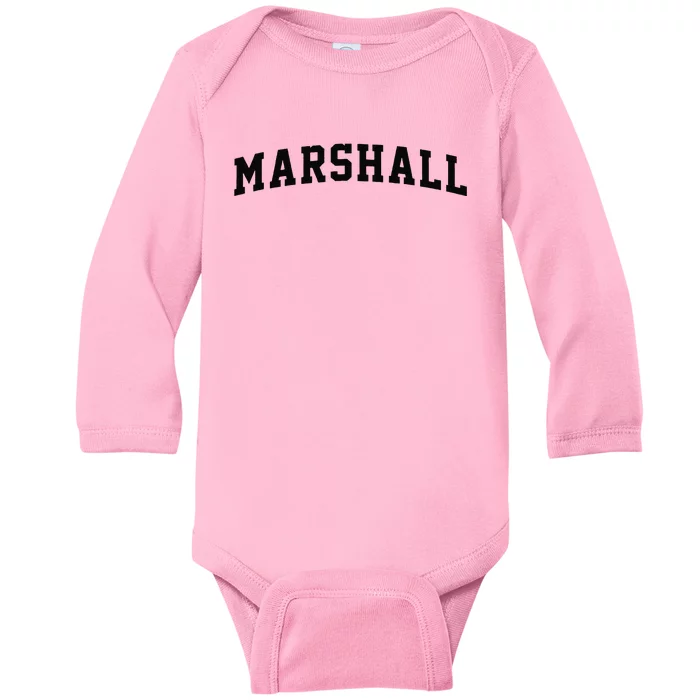 Marshall Arch Vintage College Athletic Sport Baby Long Sleeve Bodysuit