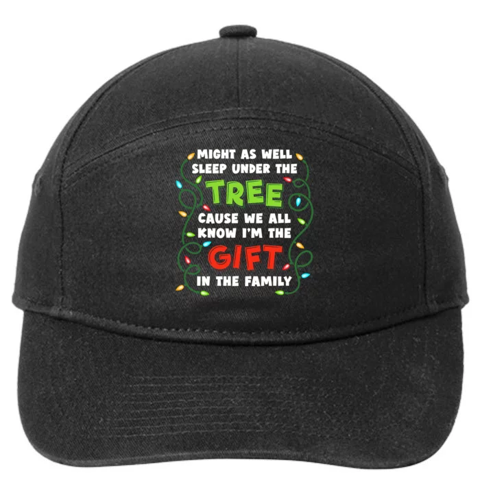 Might As Well Sleep Under The Tree Humor Favorite Person Funny Christmas 7-Panel Snapback Hat