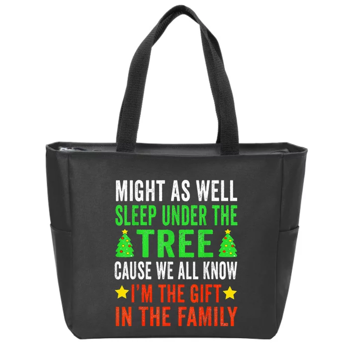 Might As Well Sleep Under The Tree Funny Christmas Family Zip Tote Bag