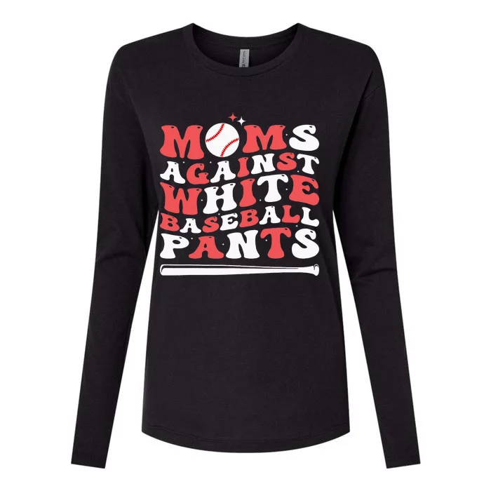 Moms Against White Baseball Pants Baseball Season Mom Womens Cotton Relaxed Long Sleeve T-Shirt