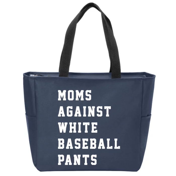 Moms Against White Baseball Pants Zip Tote Bag