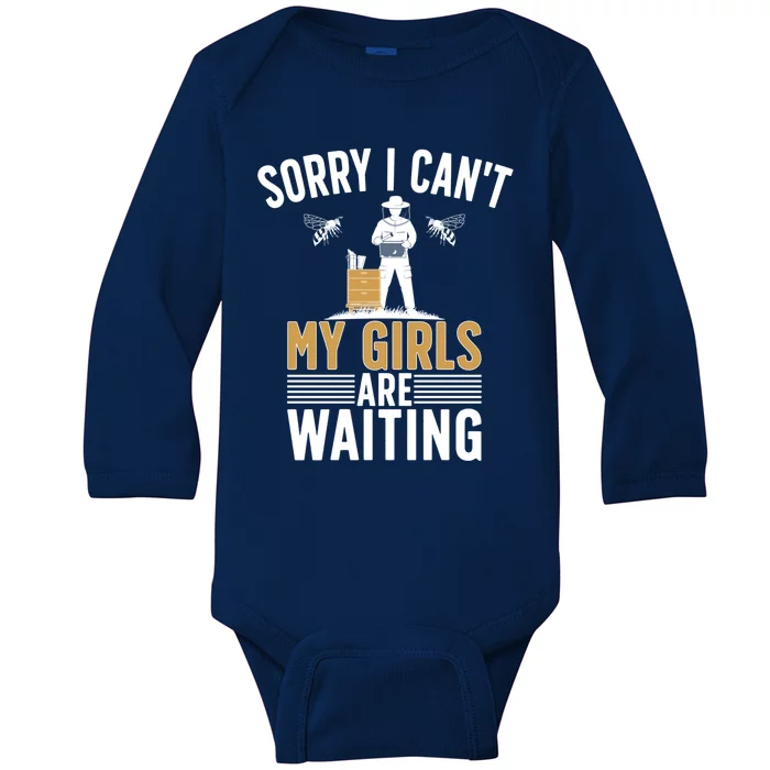 My Are Waiting Beekeeper Apiarist Beekeeping Funny Gift Baby Long Sleeve Bodysuit