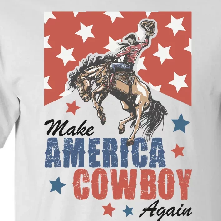 Make America Western Cowboy Again Retro 4th Of July Usa Flag Tall T-Shirt