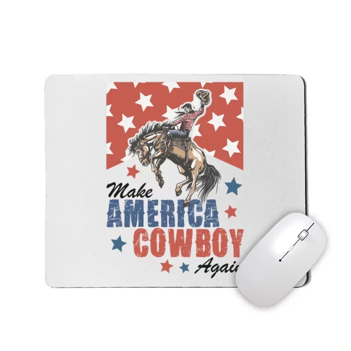 Make America Western Cowboy Again Retro 4th Of July Usa Flag Mousepad