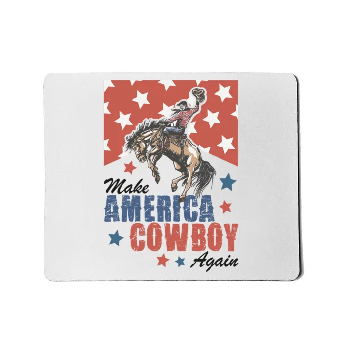 Make America Western Cowboy Again Retro 4th Of July Usa Flag Mousepad