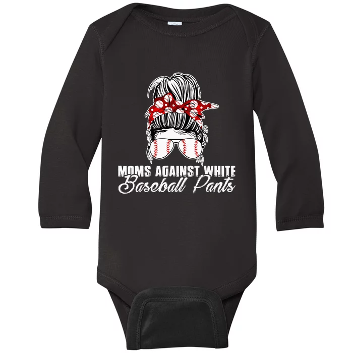 Moms Against White Baseball Pants Baby Long Sleeve Bodysuit