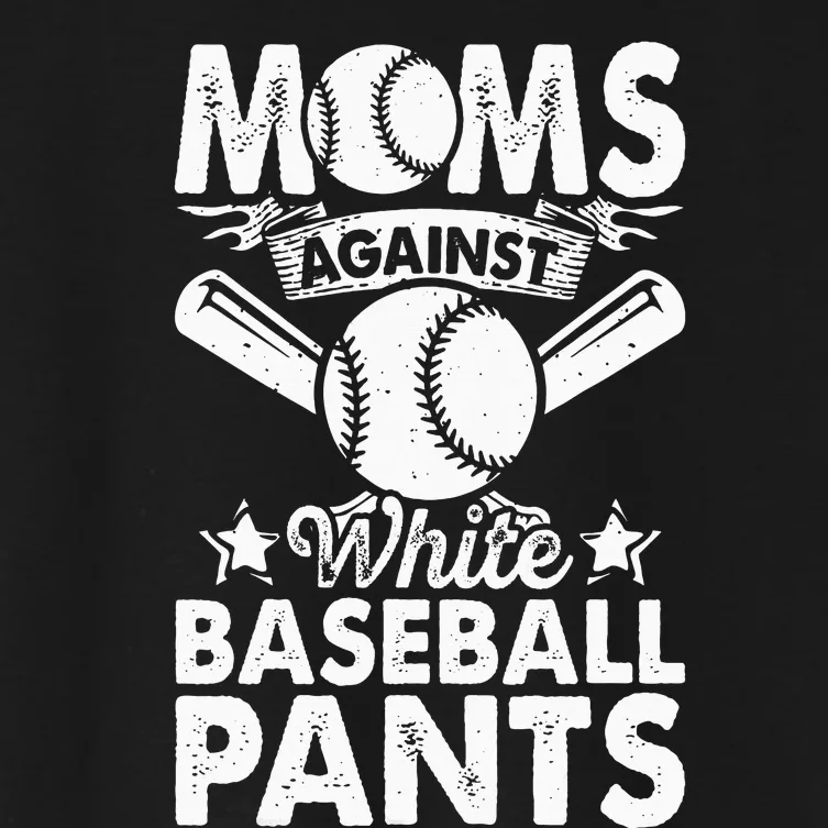 Moms Against White Baseball Pants Funny Baseball Mom Humor Women's Crop Top Tee