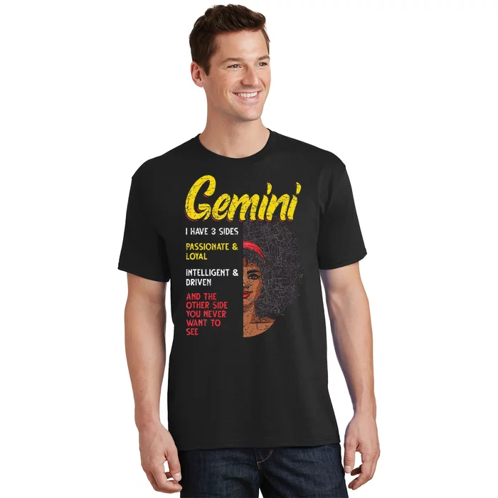 Melanin Afro Wo Zodiac Sign Gemini T-Shirt