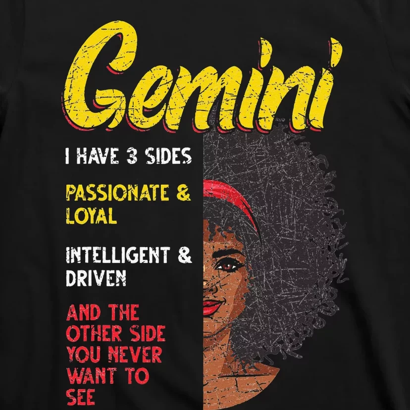 Melanin Afro Wo Zodiac Sign Gemini T-Shirt