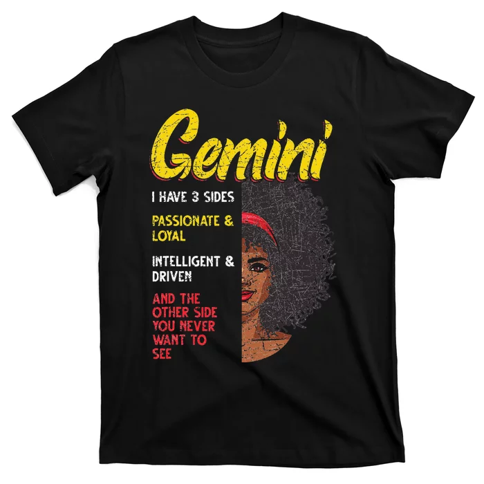 Melanin Afro Wo Zodiac Sign Gemini T-Shirt