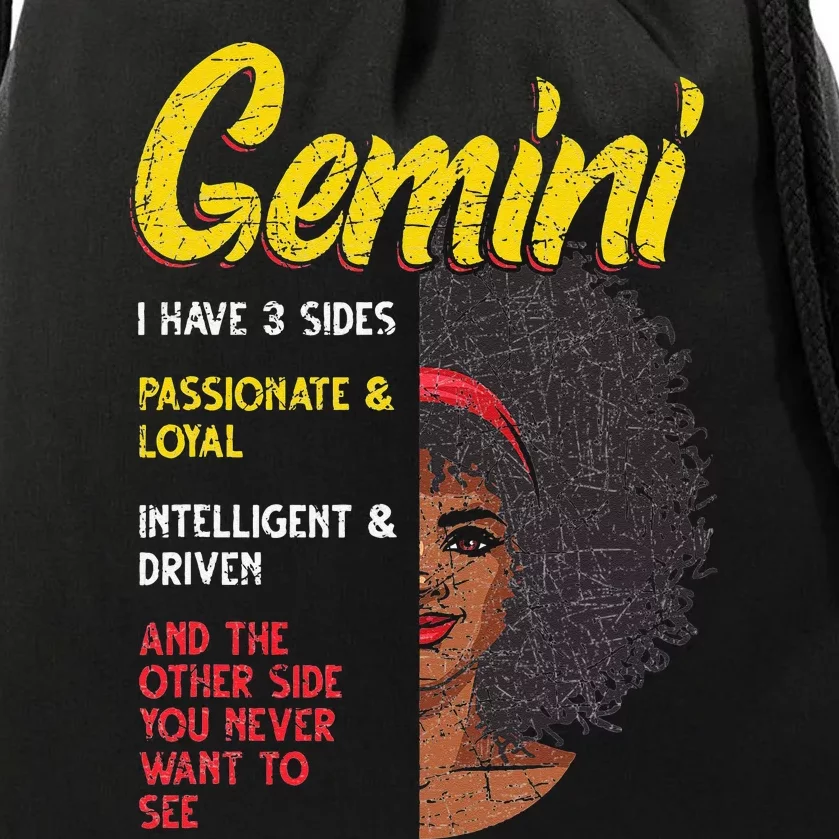 Melanin Afro Wo Zodiac Sign Gemini Drawstring Bag