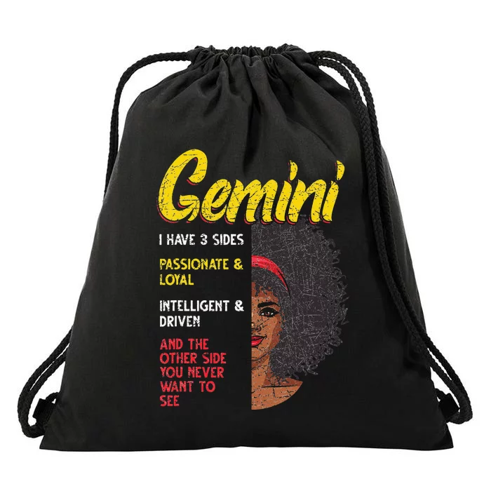 Melanin Afro Wo Zodiac Sign Gemini Drawstring Bag