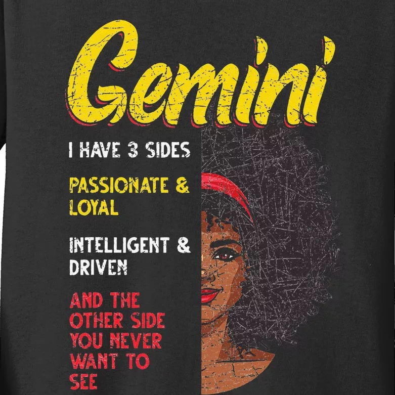 Melanin Afro Wo Zodiac Sign Gemini Kids Long Sleeve Shirt