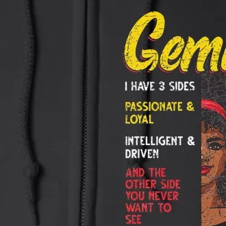 Melanin Afro Wo Zodiac Sign Gemini Full Zip Hoodie