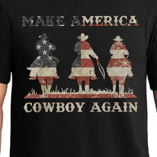 Make America Western Cowboy Again Retro 4th Of July Usa Flag Pajama Set