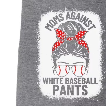 Moms Against White Baseball Pants Baseball Messy Bun Mom Doggie 3-End Fleece Hoodie