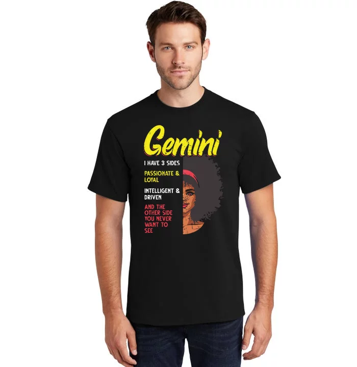 Melanin Afro Women Zodiac Sign Gemini Tall T-Shirt