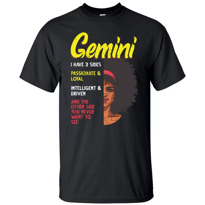 Melanin Afro Women Zodiac Sign Gemini Tall T-Shirt