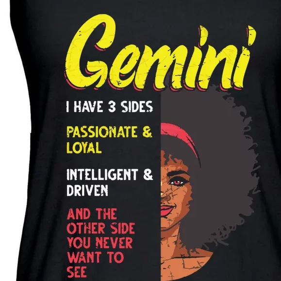 Melanin Afro Women Zodiac Sign Gemini Ladies Essential Flowy Tank