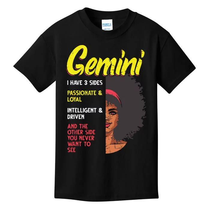 Melanin Afro Women Zodiac Sign Gemini Kids T-Shirt