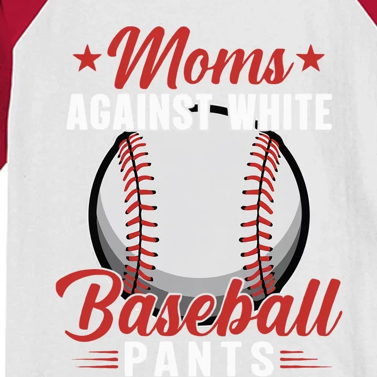 Moms Against White Baseball Pants Baseball Mom Funny Baseball Mama Kids Colorblock Raglan Jersey