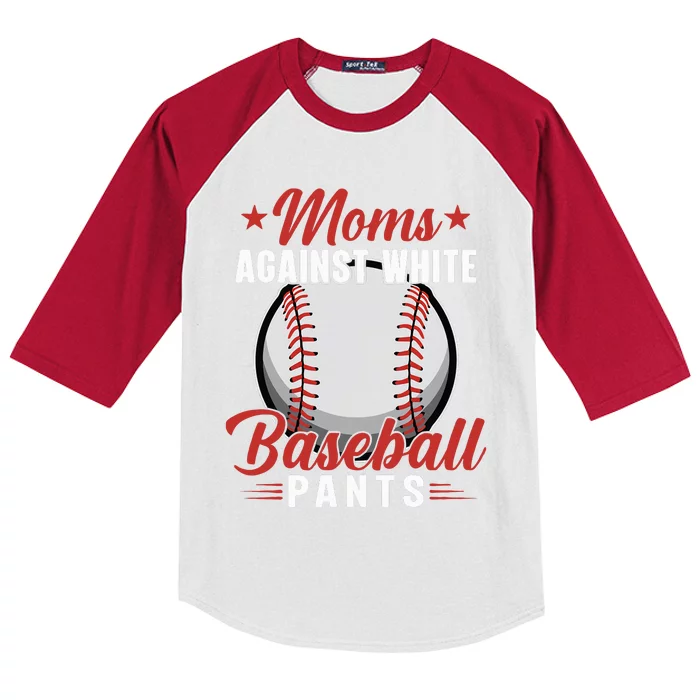 Moms Against White Baseball Pants Baseball Mom Funny Baseball Mama Kids Colorblock Raglan Jersey