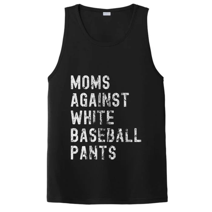 Moms Against White Baseball Pants Performance Tank