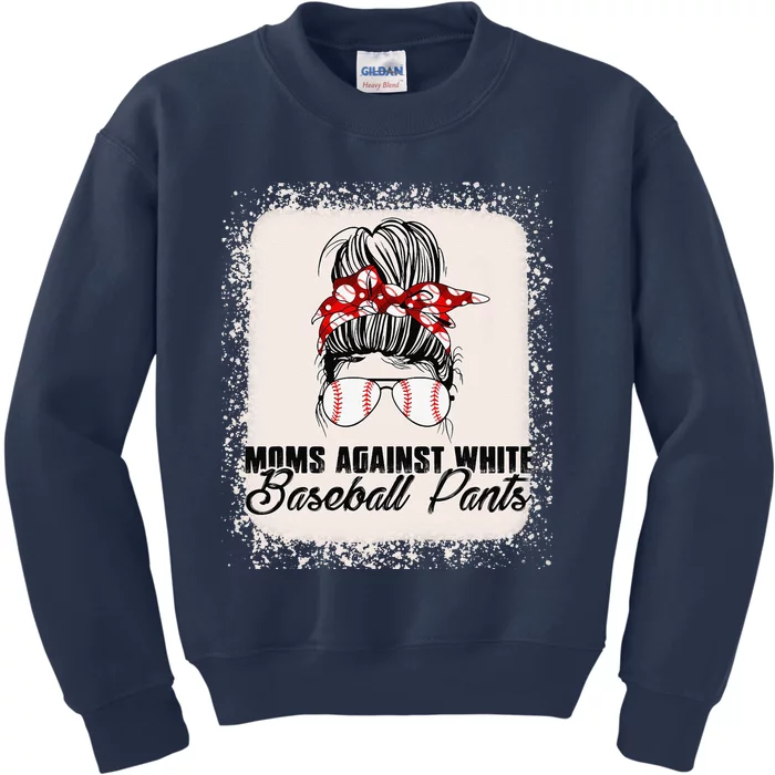 Moms Against White Baseball Pants Kids Sweatshirt