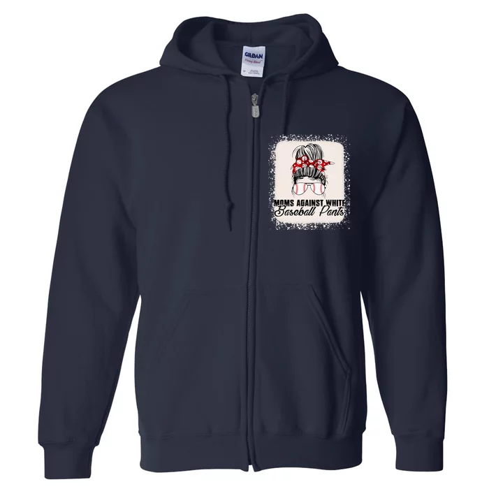 Moms Against White Baseball Pants Full Zip Hoodie