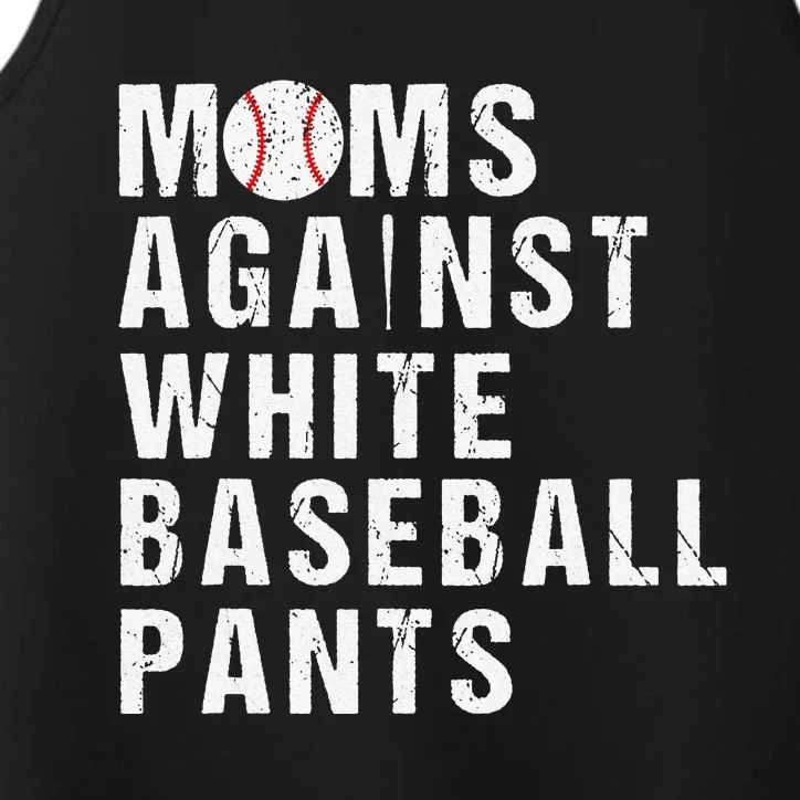 Moms Against White Baseball Pants Performance Tank