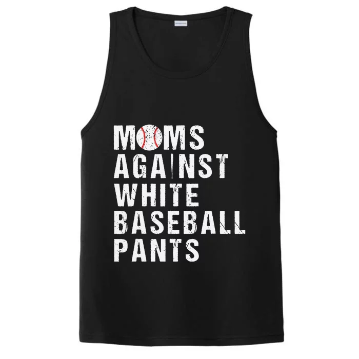 Moms Against White Baseball Pants Performance Tank