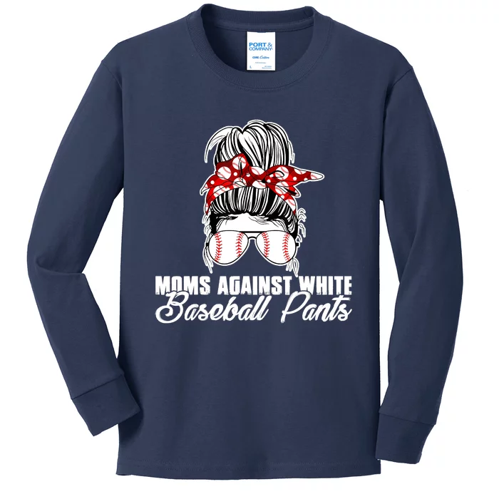 Moms Against White Baseball Pants Kids Long Sleeve Shirt