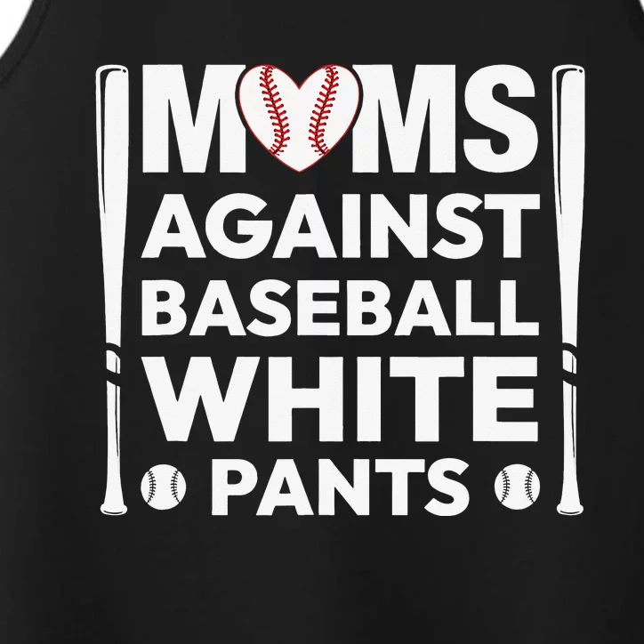 Moms Against White Baseball Pants Performance Tank