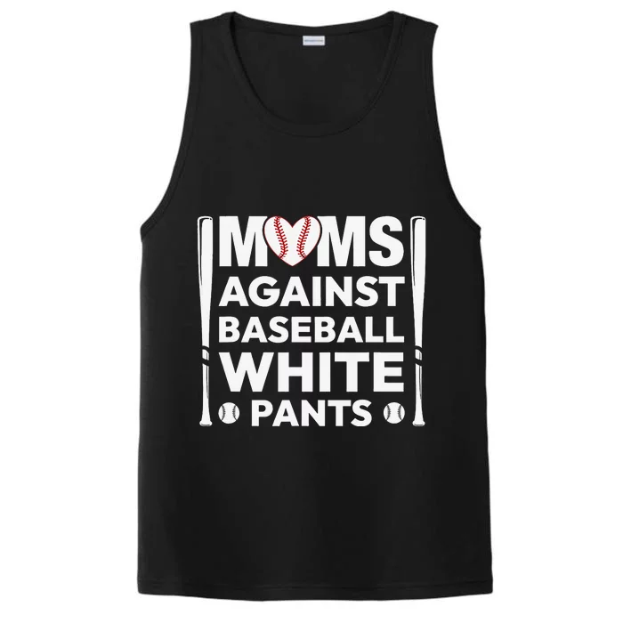 Moms Against White Baseball Pants Performance Tank