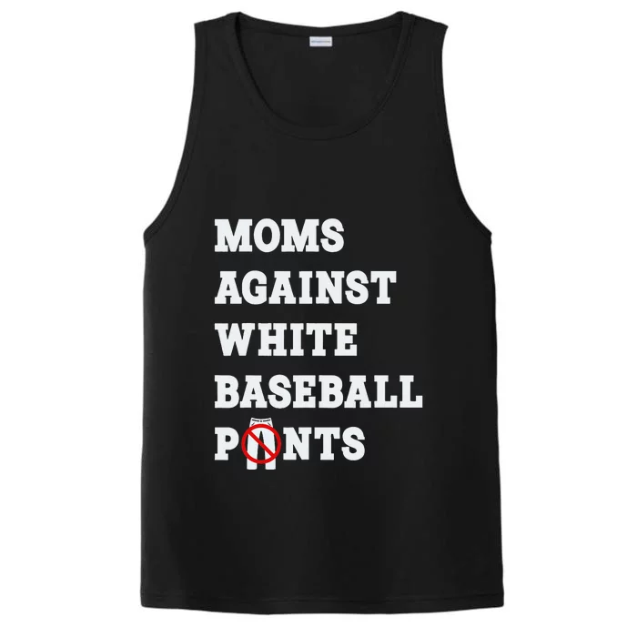 Moms Against White Baseball Pants Sport Lover Mothers Performance Tank