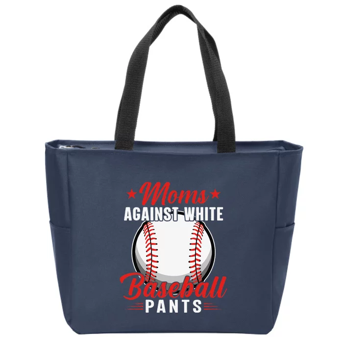 Moms Against White Baseball Pants Vintage Mom Saying Zip Tote Bag