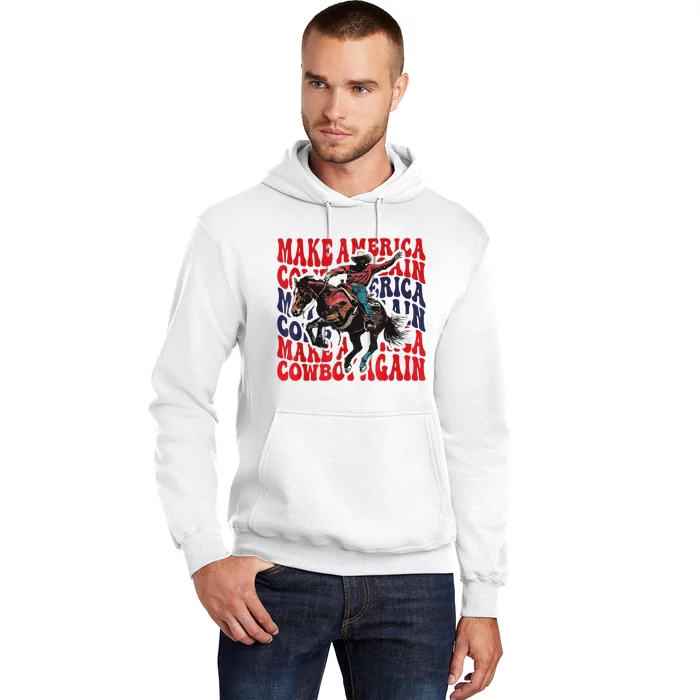 Make America Western Cowboy Again Retro 4th Of July Usa Flag Hoodie