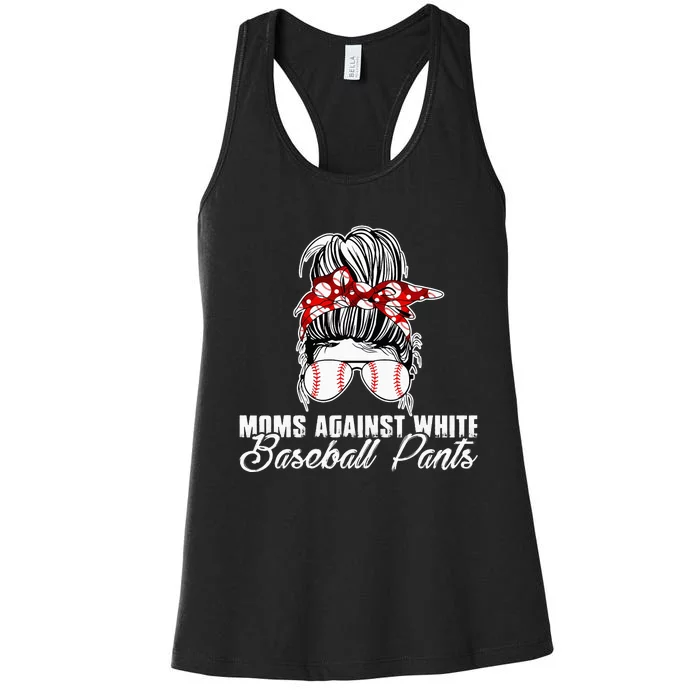 Moms Against White Baseball Pants Women's Racerback Tank