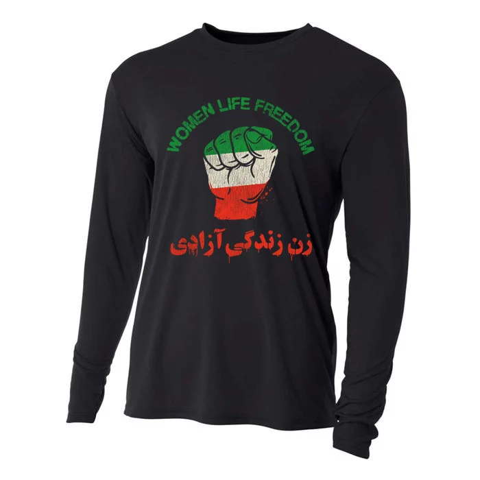 Mahsa Amini Women Life Freedom RISE WITH THE WOMEN OF IRAN Cooling Performance Long Sleeve Crew