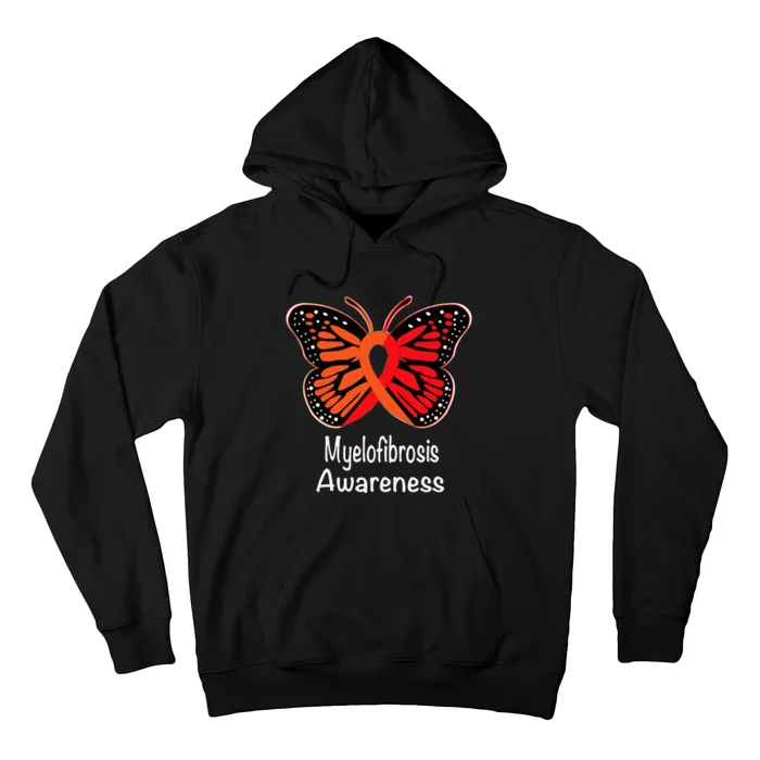 Myelofibrosis Awareness Warrior Support Red & Orange Ribbon Hoodie