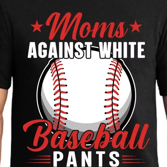 Moms Against White Baseball Pants Funny Pajama Set