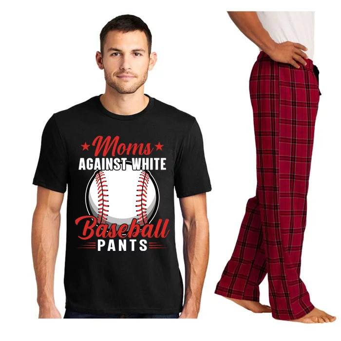 Moms Against White Baseball Pants Funny Pajama Set